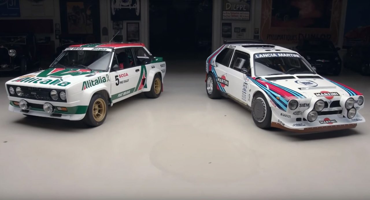 Il collezionista Jay Leno prova una Fiat 131 Abarth ed una Lancia Delta S4